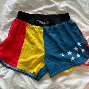 Chicken Legs Brand Durham North Carolina Flag Running Shorts (Medium)